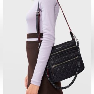 MZ Wallace Crosby Zip Nylon Black Crossbody Bag 3 Straps Lightweight Travel